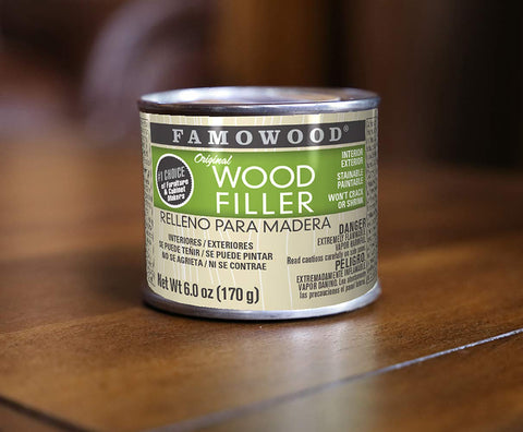 Professional-use scenario with FamoWood Original Wood Filler Oak/Teak.