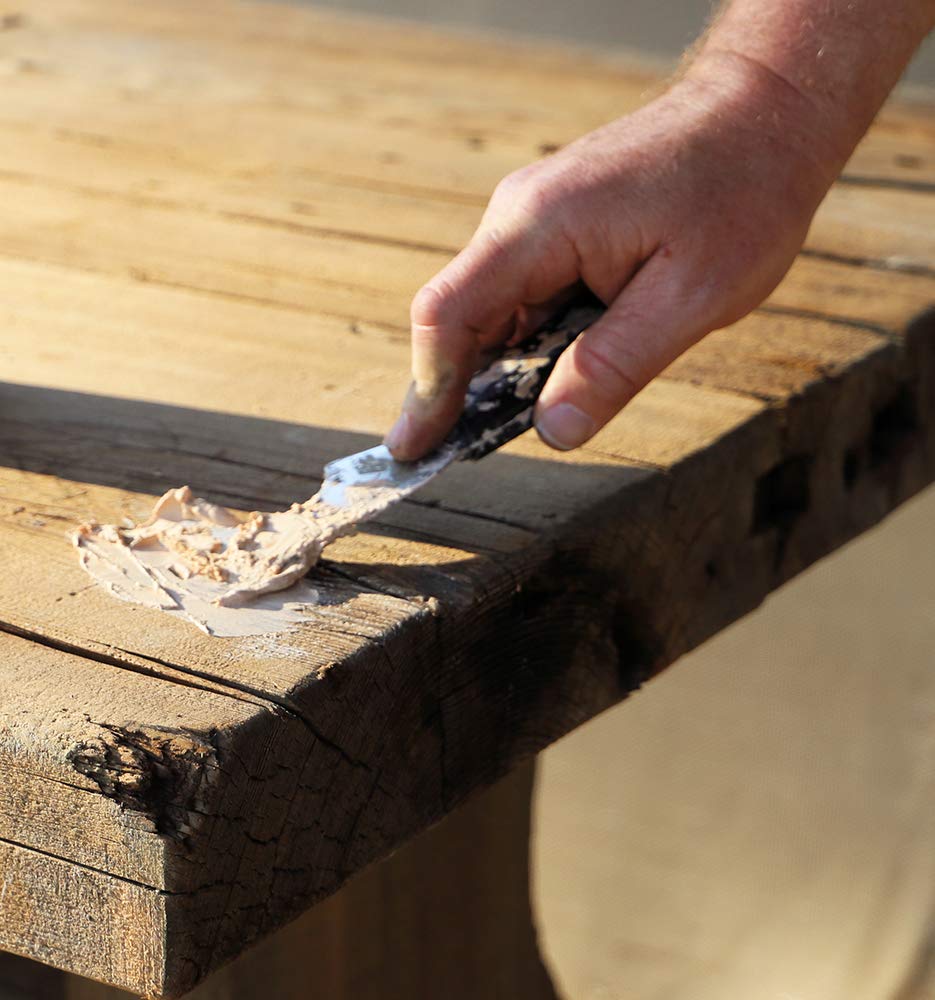FamoWood takes stains evenly in Oak/Teak with minimal sanding.