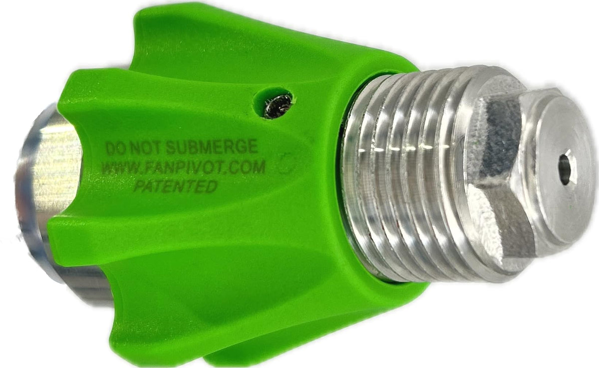 Fan Pivot on airless spray gun attachment enhances control during long spraying sessions.
