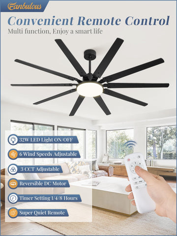 Fanbulous 10-blade black-walnut design adds bold style and airflow.