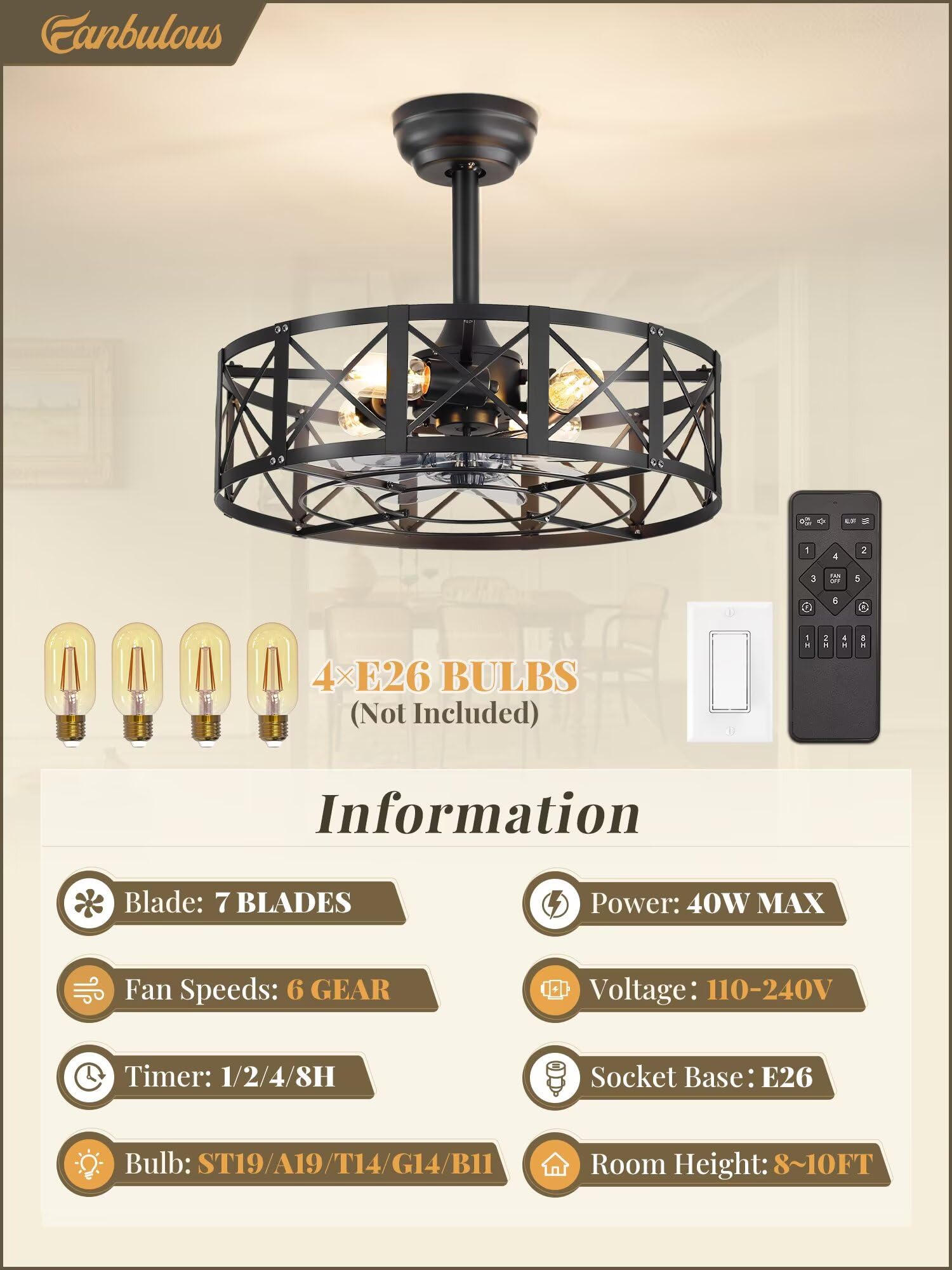 Fanbulous bedroom setup demonstrates quiet operation and ambient lighting.