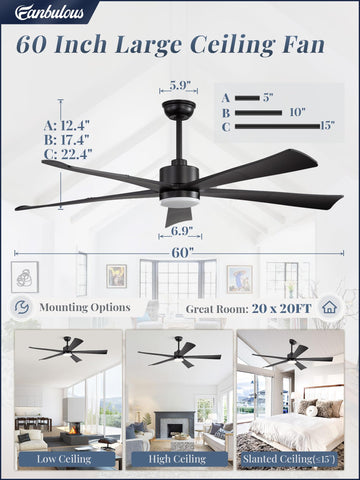Fanbulous installation with three downrod heights for easy setup.