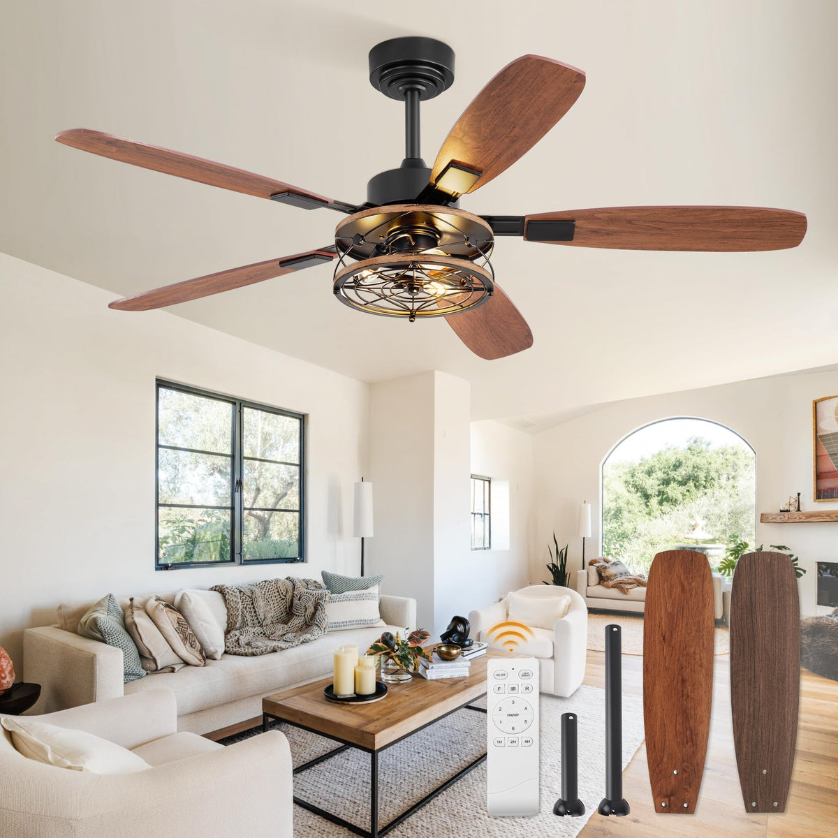 Fanbulous 52-inch farmhouse ceiling fan with light and remote for living spaces.
