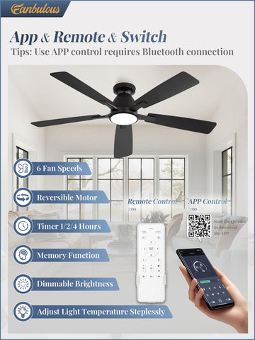 Fanbulous 52-inch ceiling fan with lights side profile highlighting low-profile design
