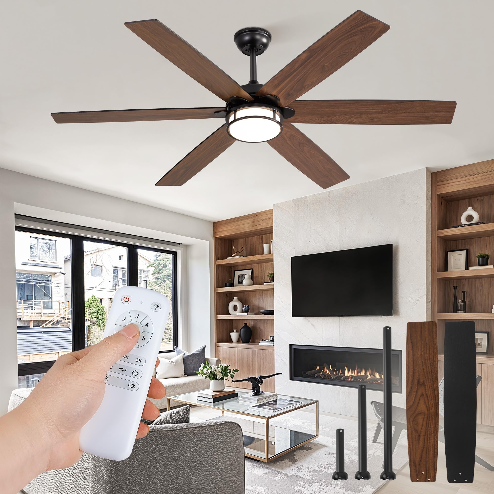 Fanbulous 60-inch ceiling fan with LED light for ambient living room illumination.