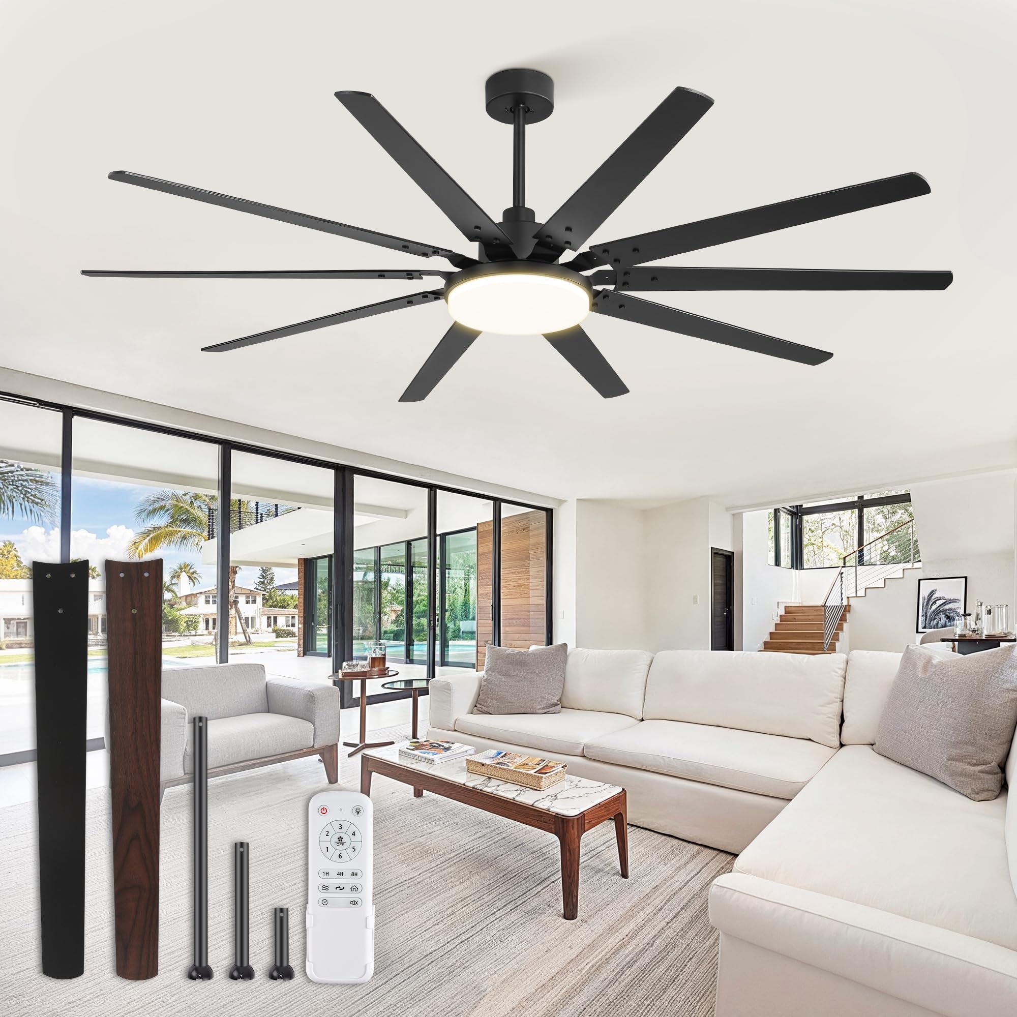 Fanbulous 72-inch ceiling fan with remote lighting for large living spaces.