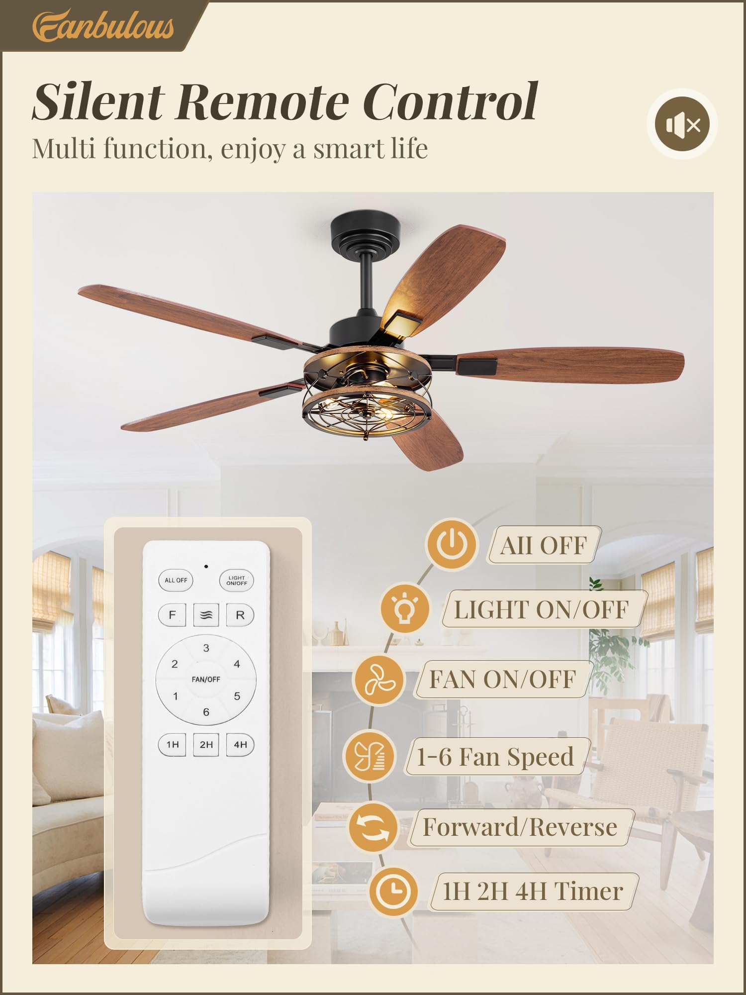 Fanbulous black industrial caged ceiling fan adds bold style to any room.