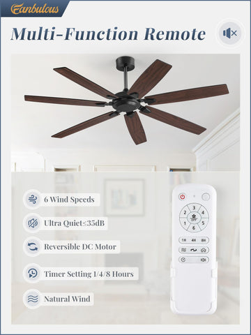 Fanbulous ceiling fan remote control in use for easy speed adjustments.