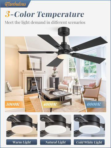 Fanbulous dimmable LED light with 3 CCT for customizable ambience.