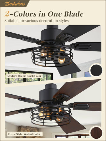 Fanbulous double-sided blades offer versatile style for classic or modern interiors.