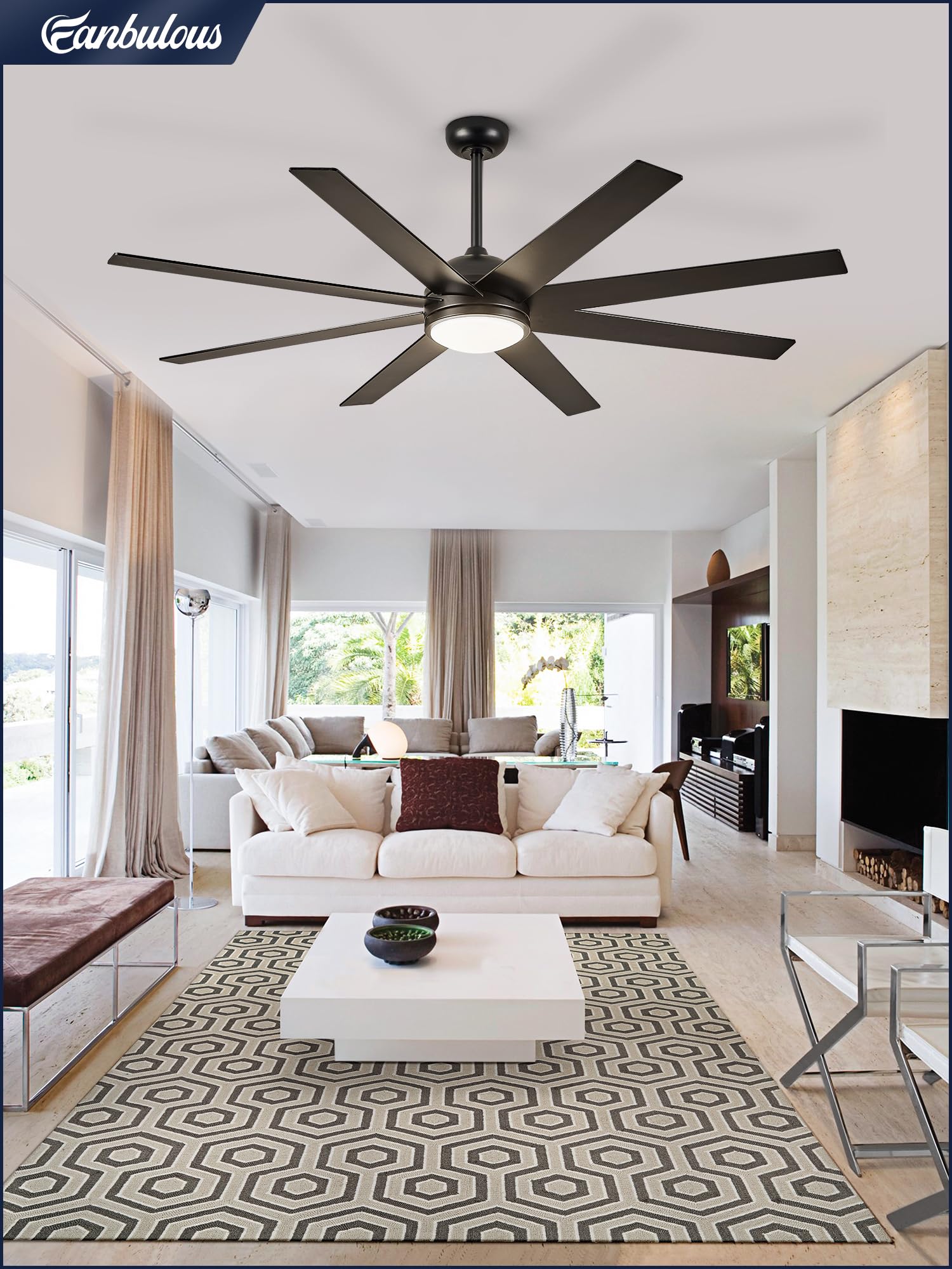 Fanbulous includes multiple down-rod options to fit varied ceiling heights.