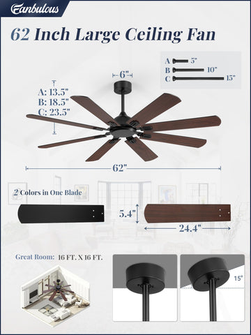 Fanbulous compatible with 5, 10, and 15 inch downrods for versatile installation.