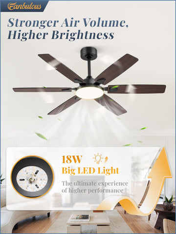 Fanbulous dual-color blades black and wood grain fit versatile decor.