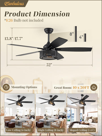 Fanbulous 4-inch downrod option for low ceilings.