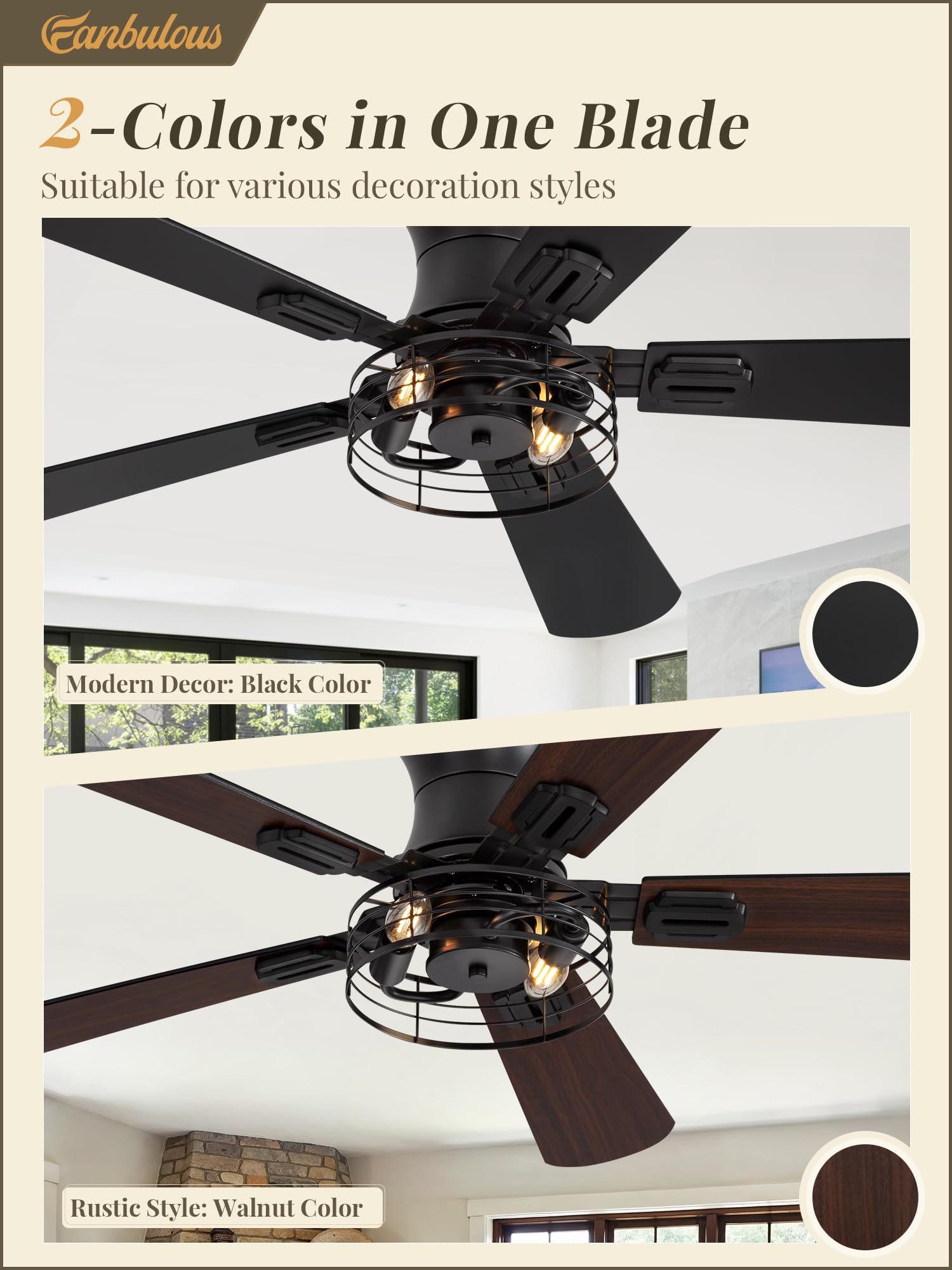 Fanbulous farmhouse ceiling fan with light and remote in black for flexible control