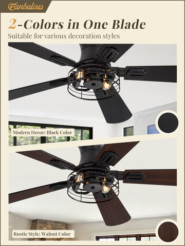 Fanbulous farmhouse ceiling fan with light and remote in black for flexible control