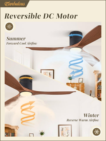 Fanbulous flush-mount DC motor ceiling fan for space-saving design
