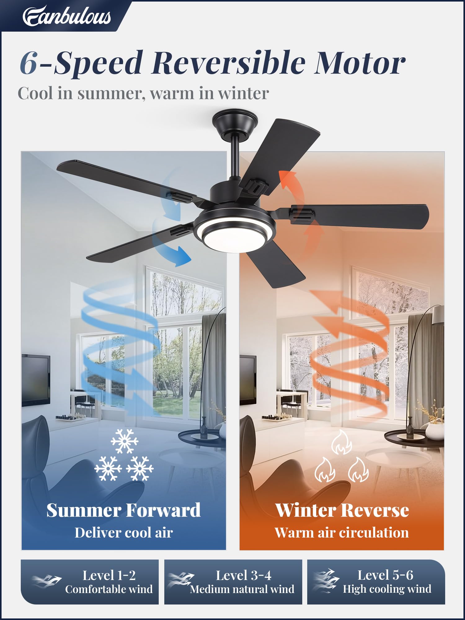Fanbulous large ceiling fan ideal for living rooms and kitchens with remote.