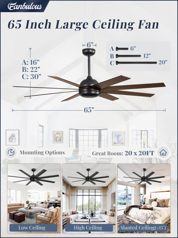 Fanbulous ceiling fan suitable for indoor and covered outdoor spaces.