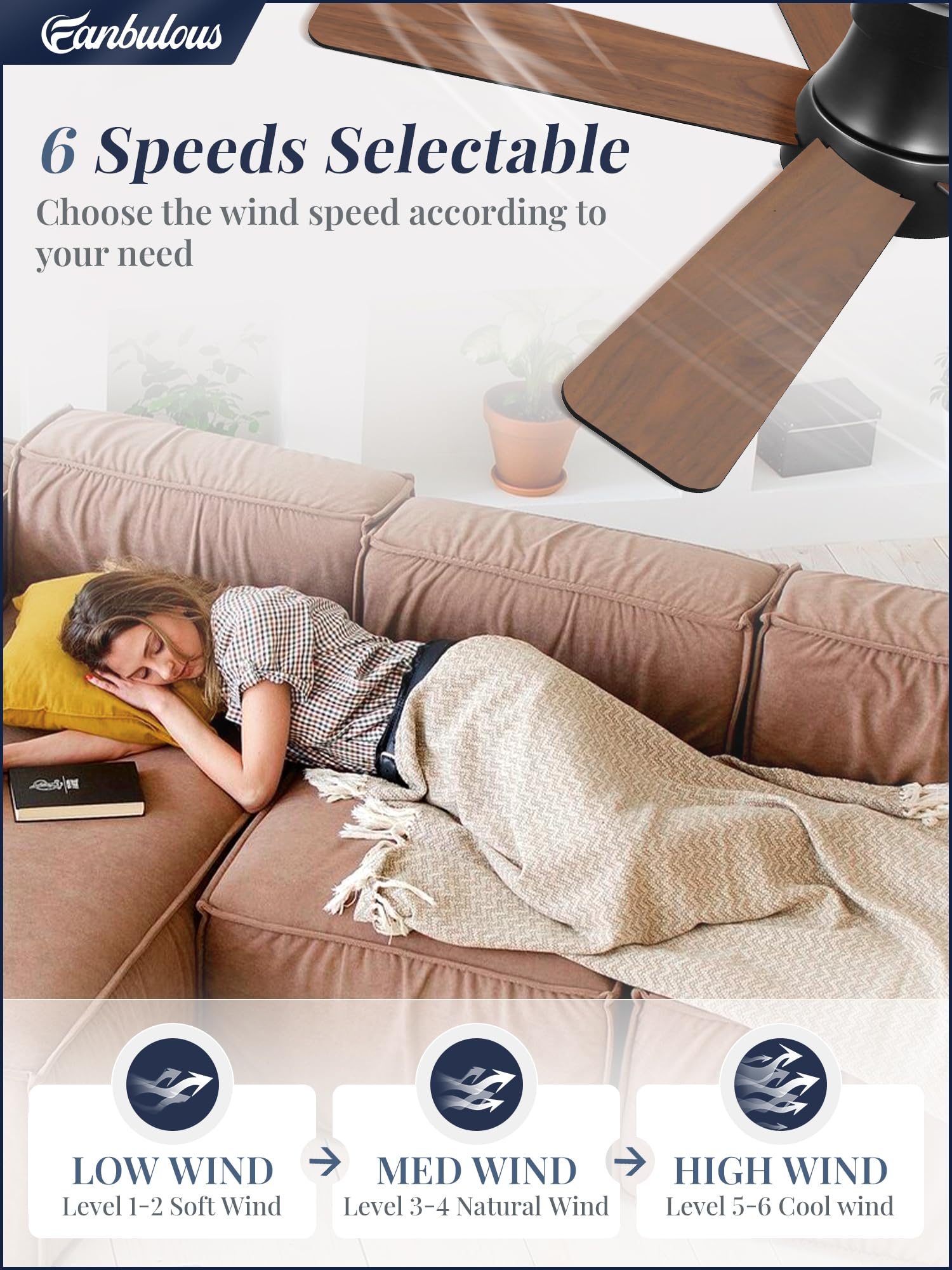 Fanbulous light memory function preserves your preferred brightness and temp