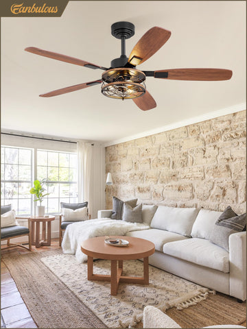 Fanbulous living room setup featuring a black farmhouse fan for ambience.