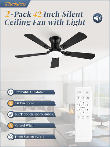 Fanbulous low profile flush mount 42 inch ceiling fan for tight spaces