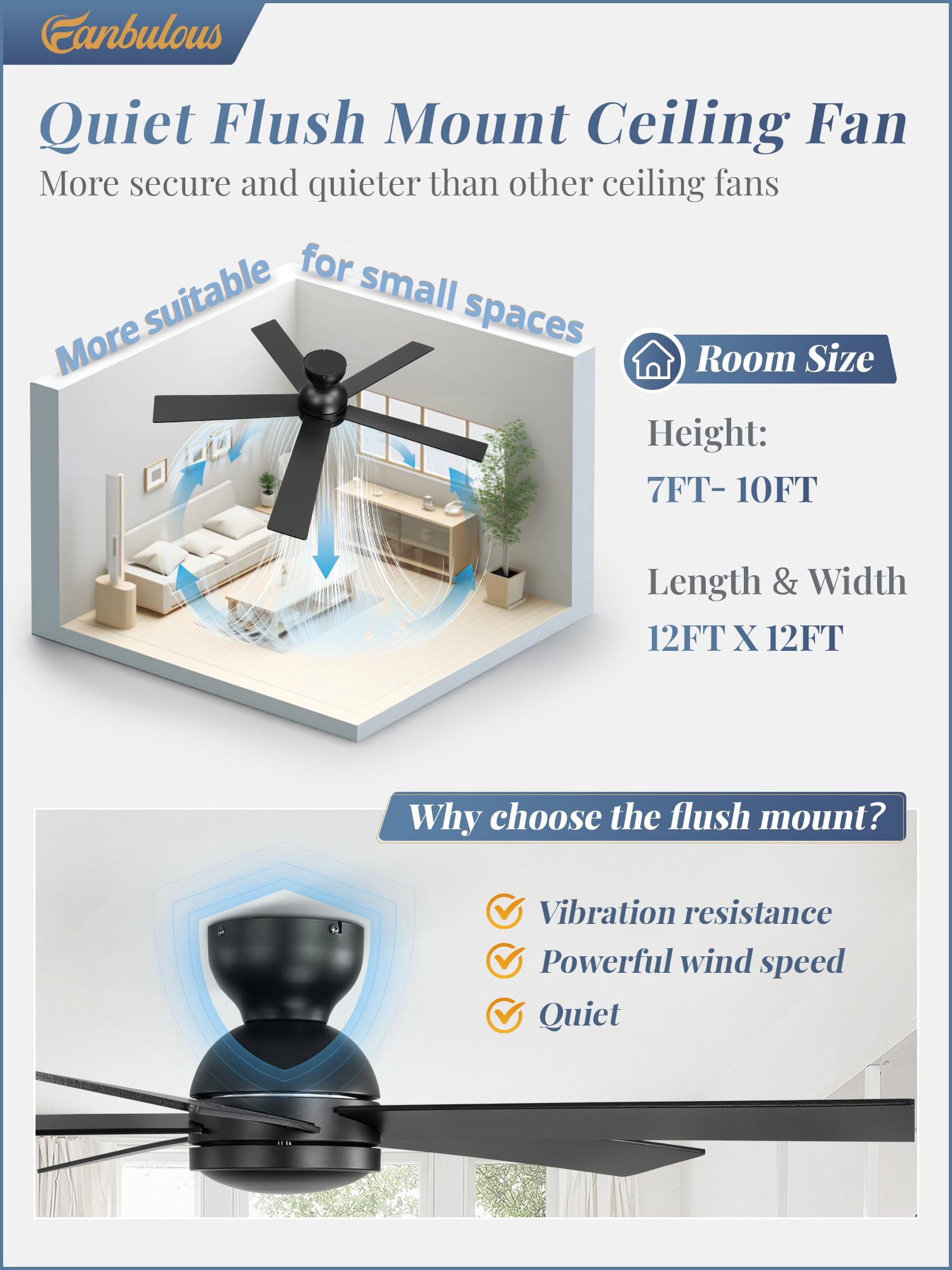 Fanbulous no-light matte black fan suits modern interiors without distractions.