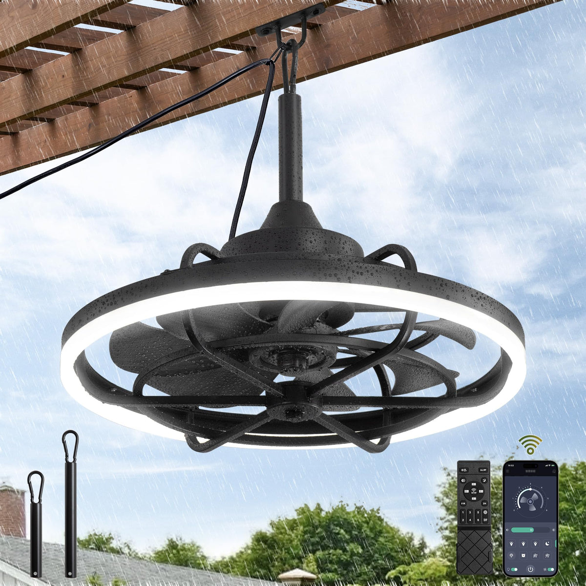 Fanbulous outdoor ceiling fan with light for patios provides comfortable airflow and ambient illumination.