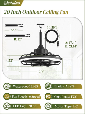 Fanbulous portable hanging hook design with a 16.5-foot cord for flexible placement.