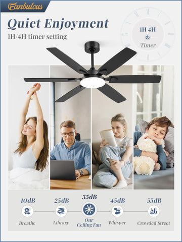 Fanbulous remote with six speeds enables easy comfort adjustment.