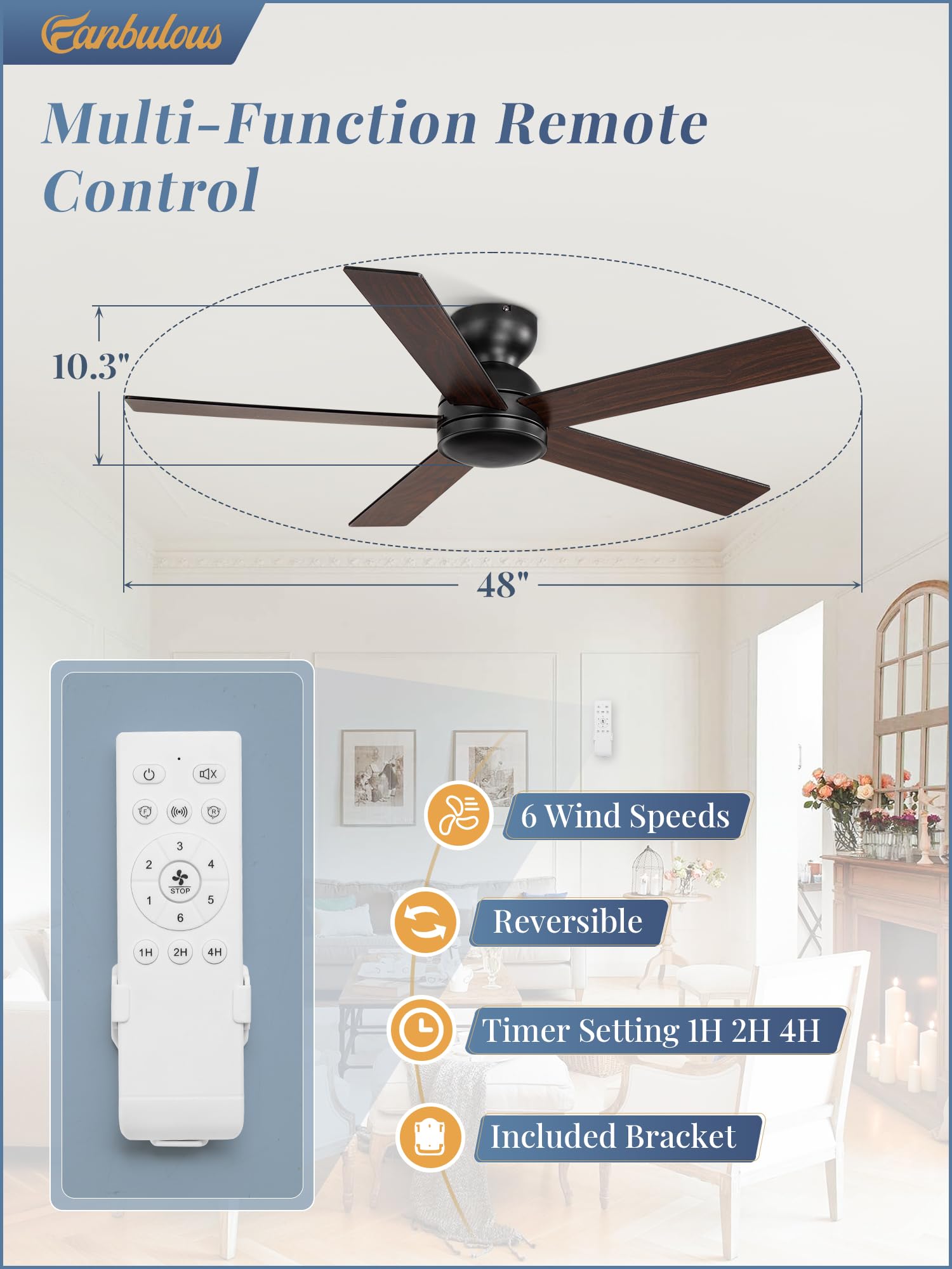 Fanbulous reversible blades black wood offer flexible styling and seasonal airflow routing.