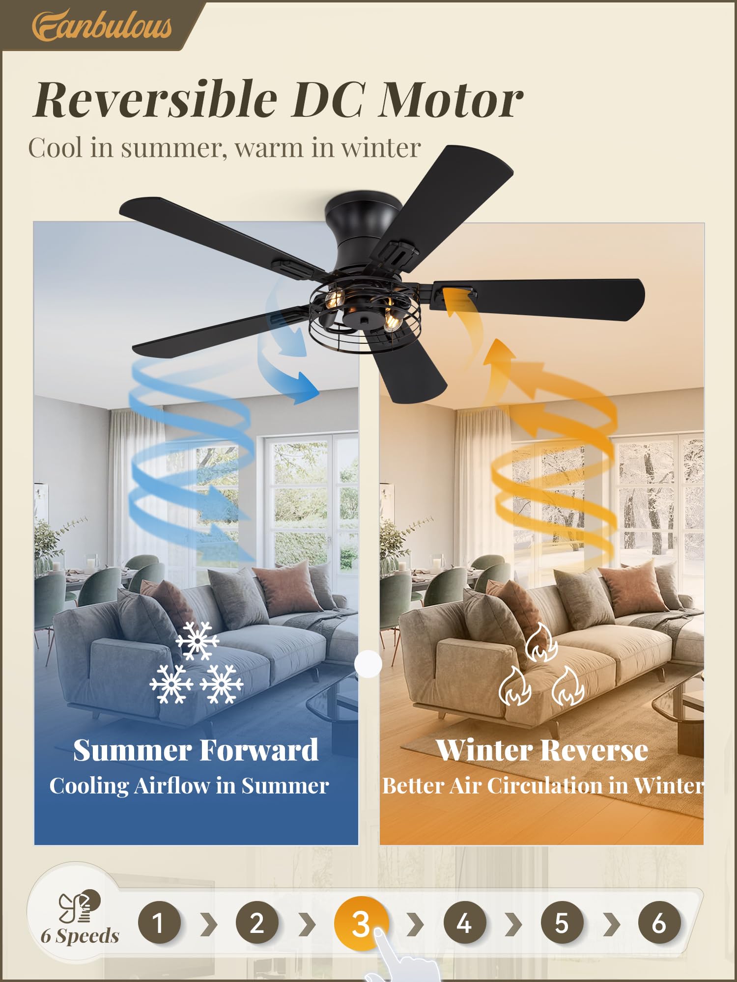 Fanbulous reversible DC motor enables seasonal airflow adjustments