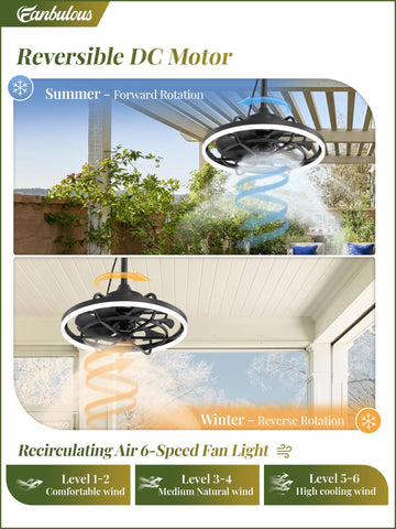 Fanbulous reversible DC motor enables cooling in summer and gentle warmth in cooler months.