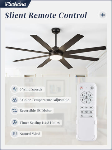 Fanbulous quiet reversible DC motor enables year-round comfort with minimal noise.