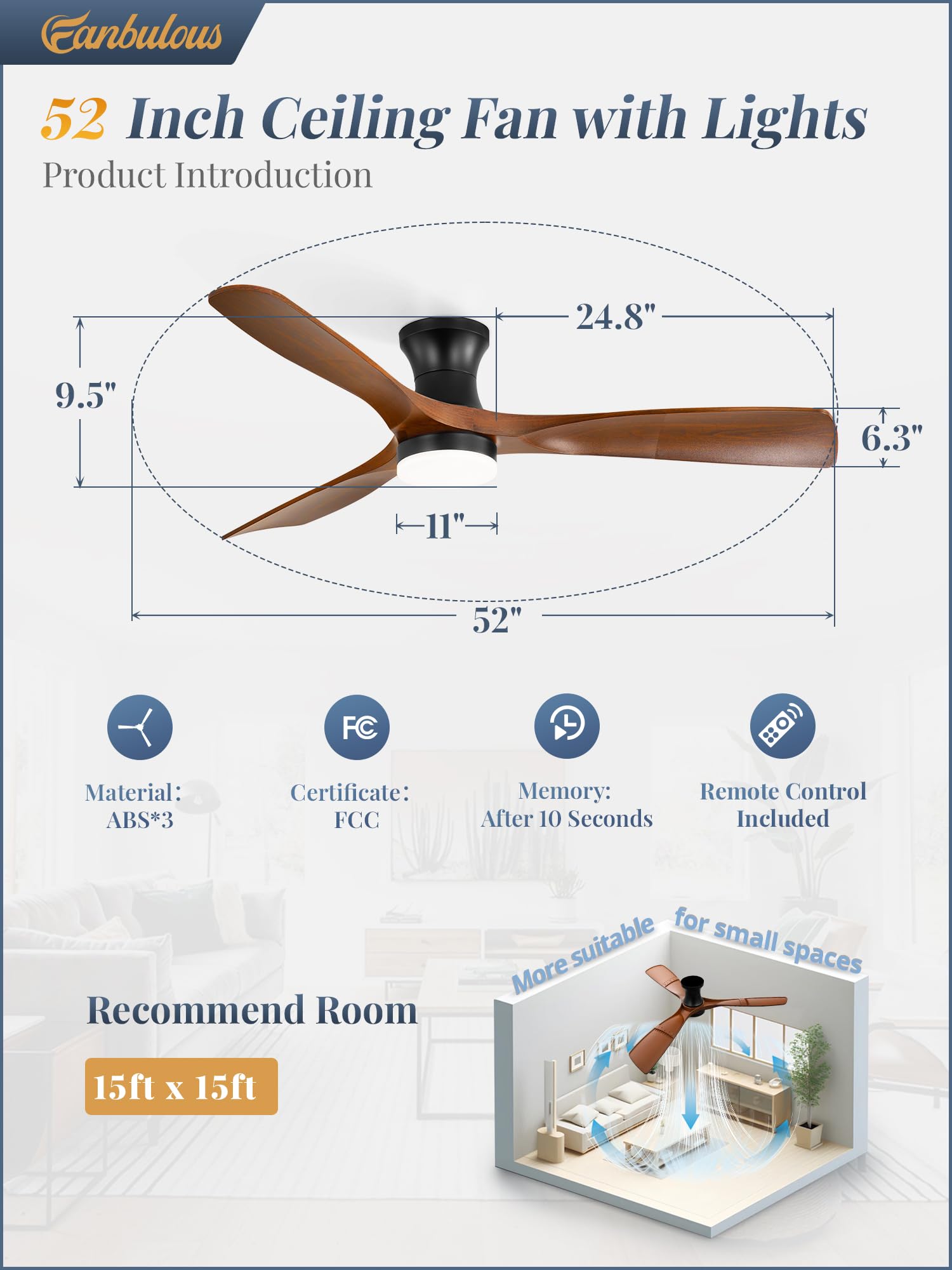 Fanbulous reversible motor switches airflow direction for seasonal comfort.