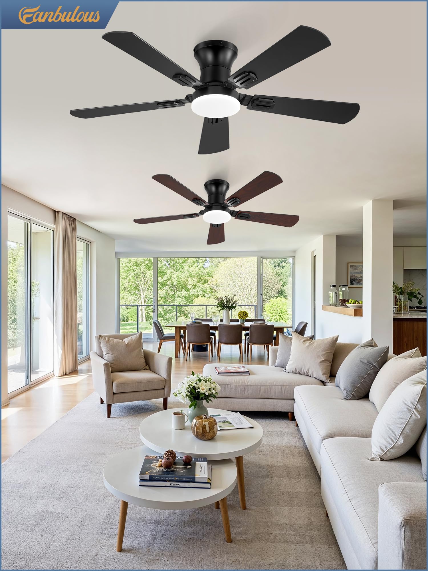Fanbulous 2 pack ceiling fans suited for living room and bedroom ambiance