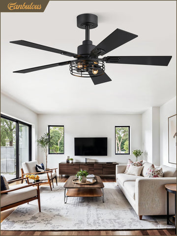 Fanbulous 6-inch downrod fits ceilings up to 15 degrees.