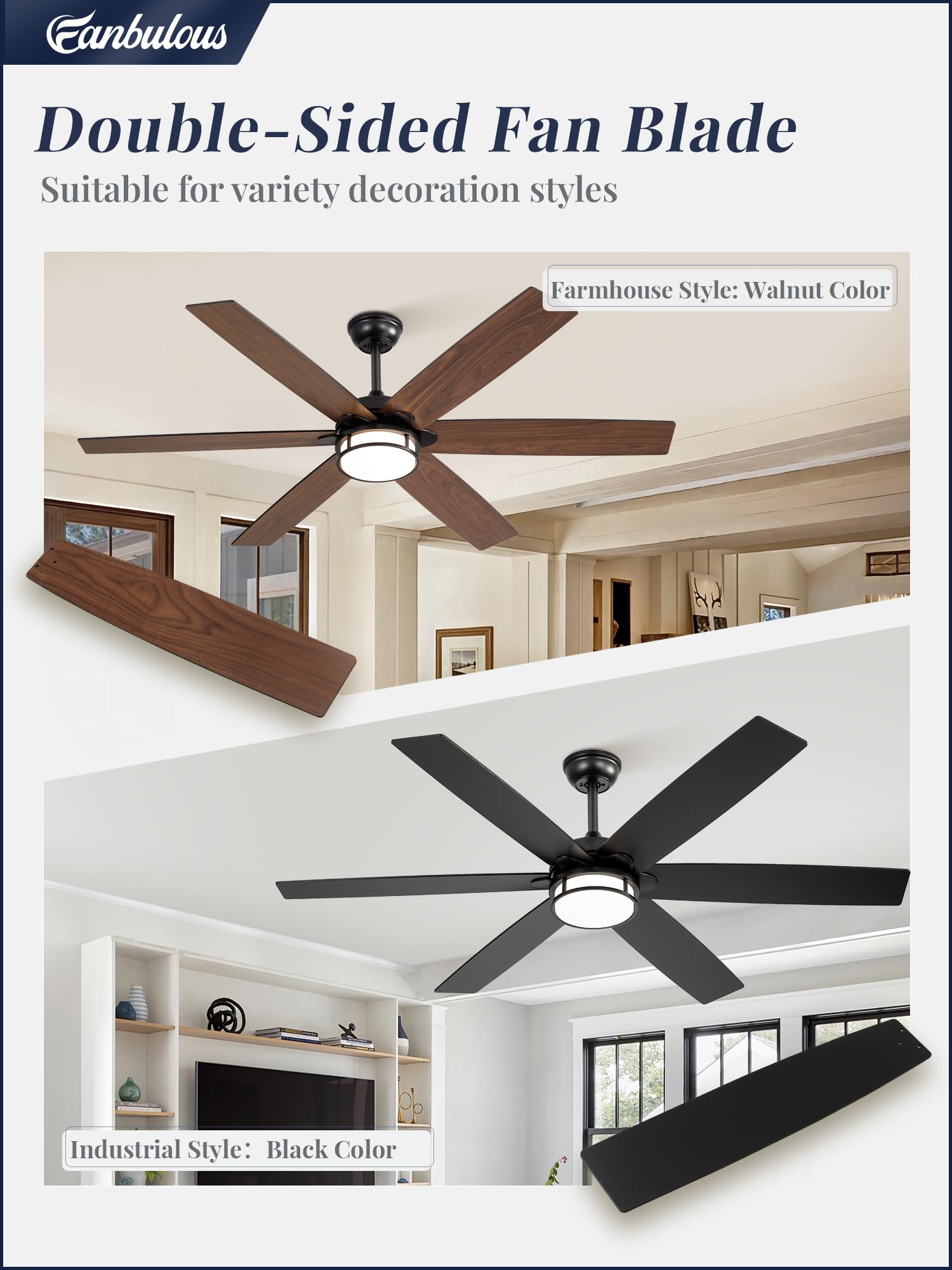 Fanbulous sloped mounting up to 15 degrees fits diverse ceilings.