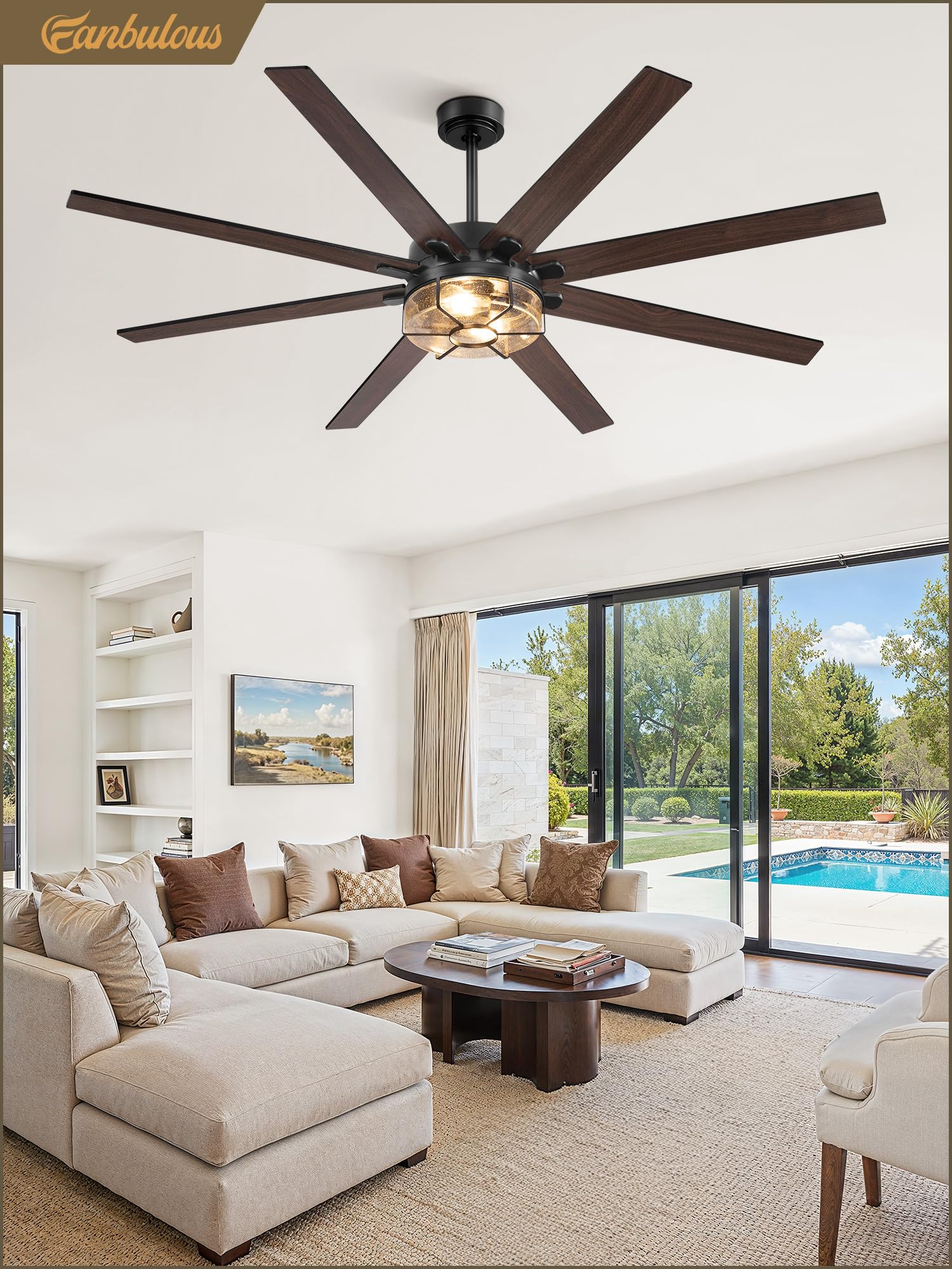 Fanbulous tilt-capable installation for sloped or tall ceilings