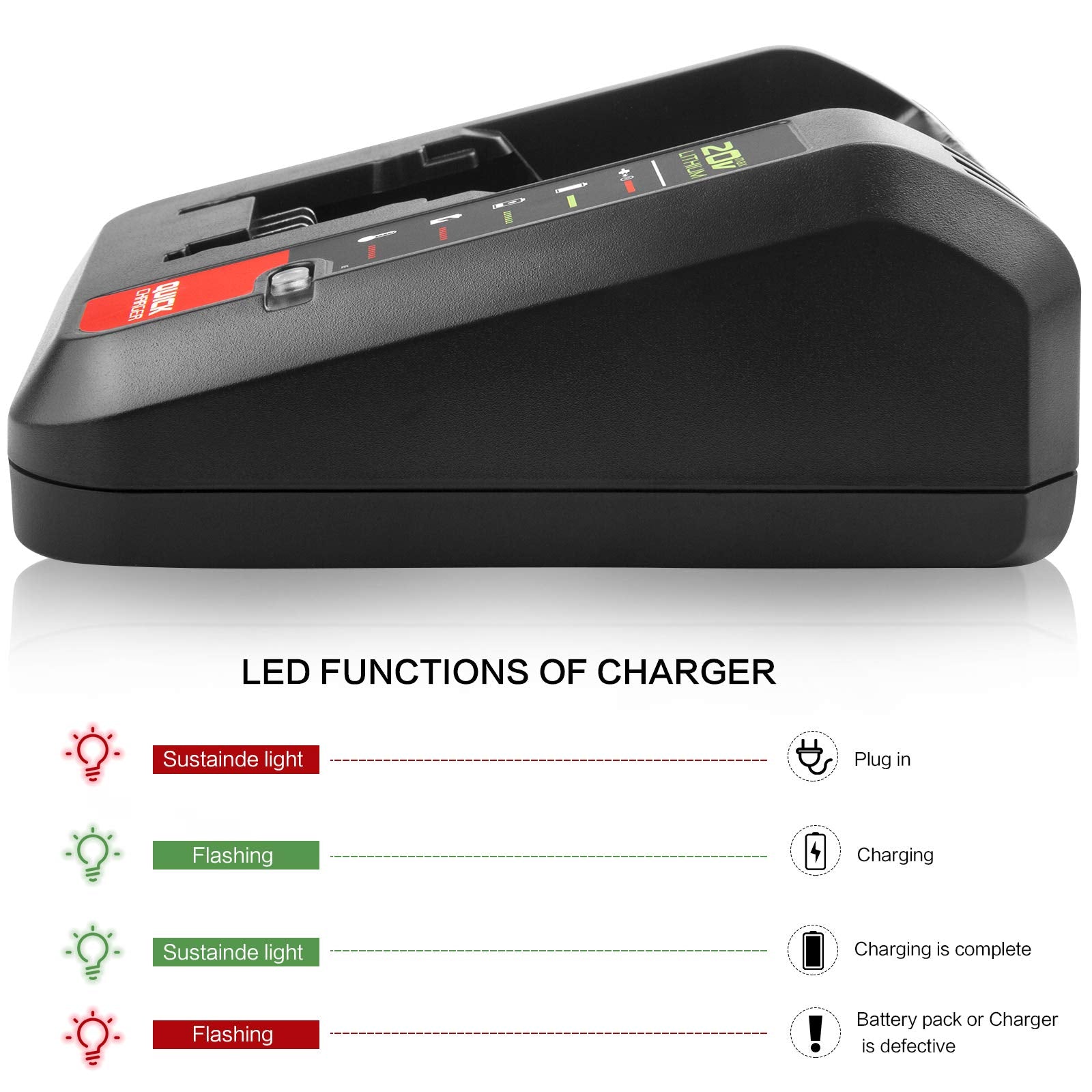 Fancy Buying Black & Decker 20V charger side view, ready for fast battery top-ups.
