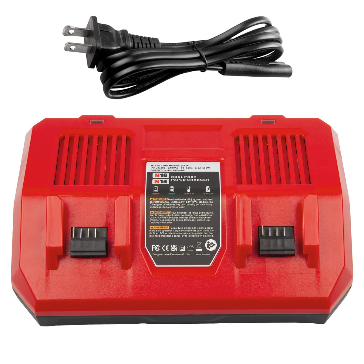 Fancy Buying dual battery charger front view for Milwaukee 18V, compact charging hub