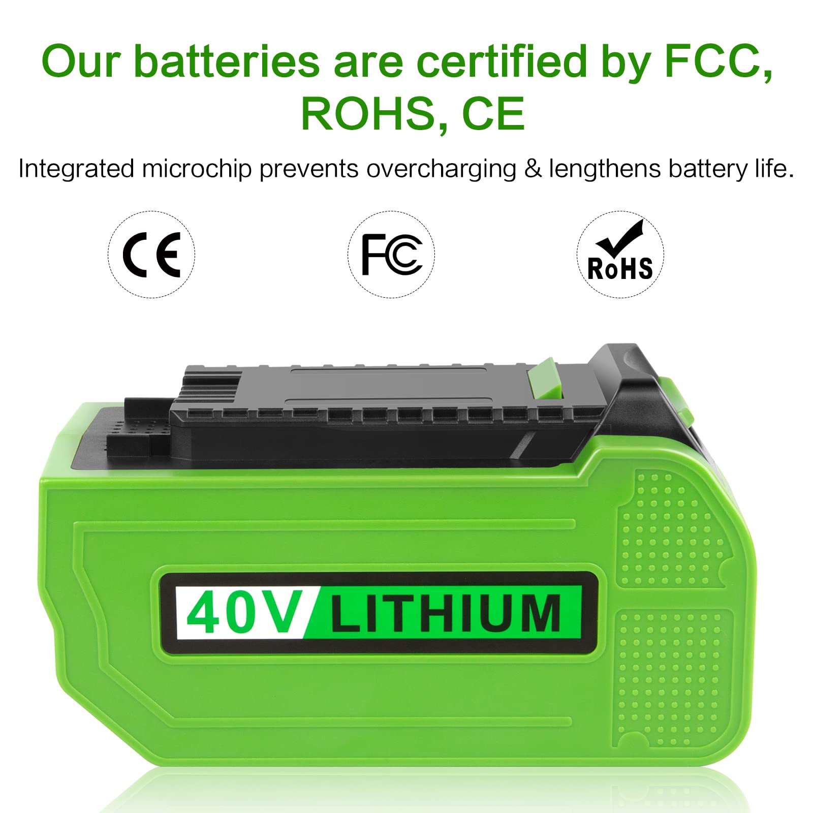 LB40A010 six-amp-hour capacity for extended runtime.