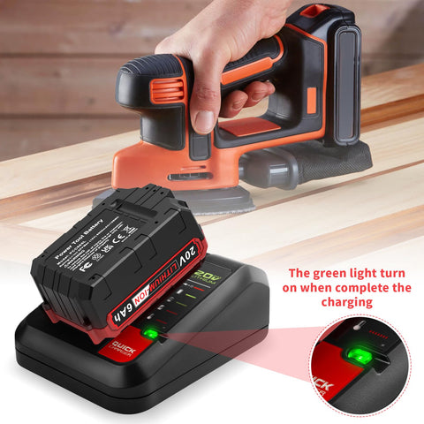 Fancy Buying Porter-Cable 20V charger LED indicator close-up for clear charging status.