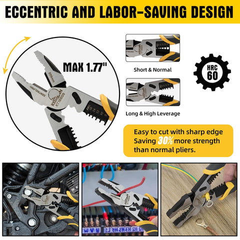 Fancytool Linesman Pliers cutting copper wires with precise leverage and control.
