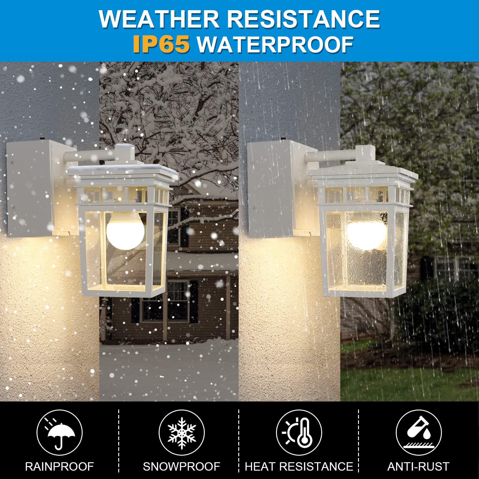 FANDBO 3000K LED bulb included for instant illumination.