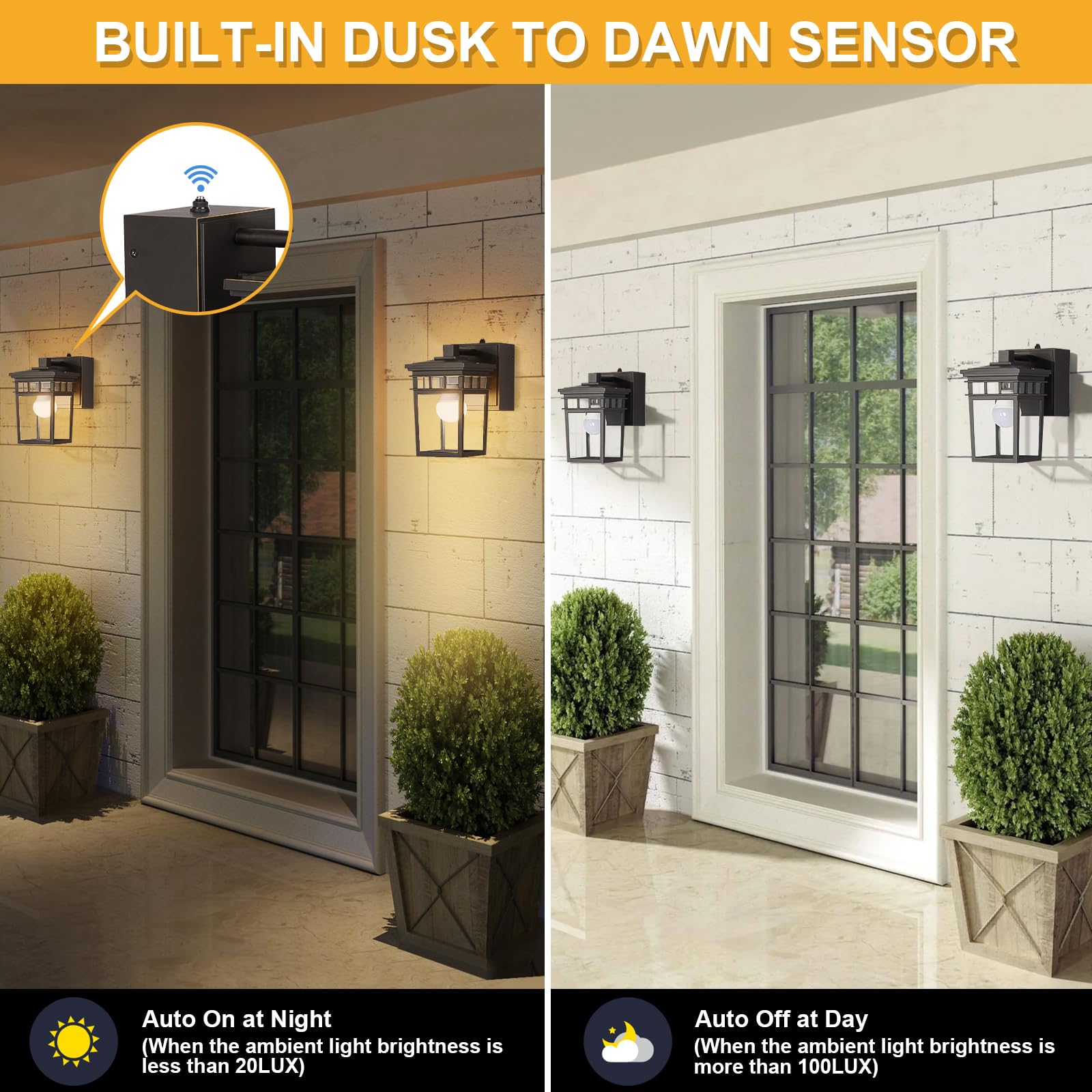 Oil-rubbed bronze finish with gold detailing on an exterior wall fixture