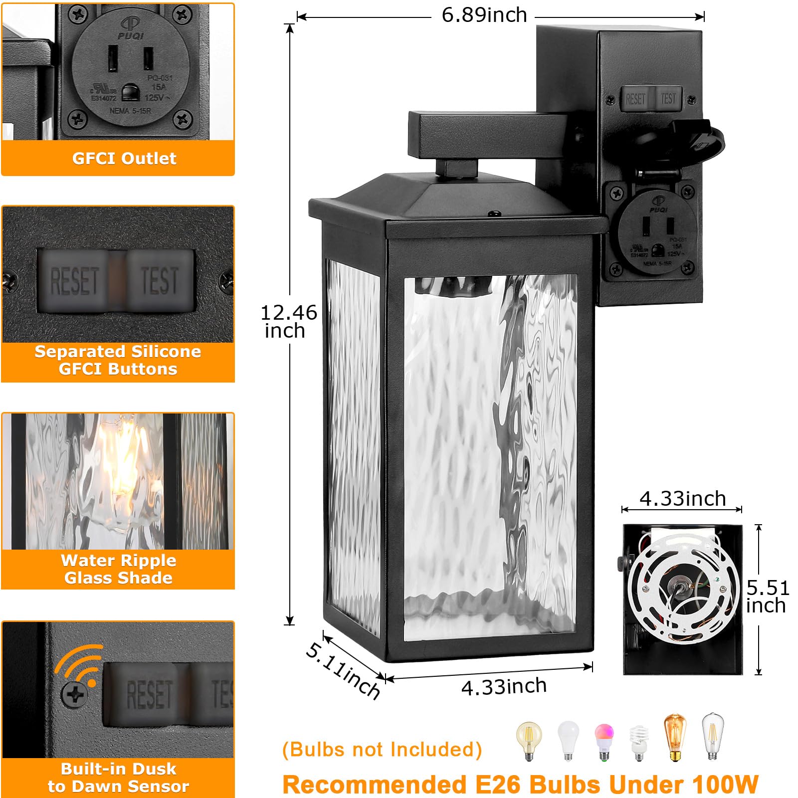 FANDBO compatible with standard E26 bulbs for customizable brightness.