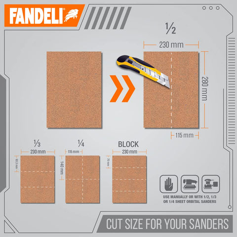 Aluminium oxide sandpaper for fast material removal on plastics.