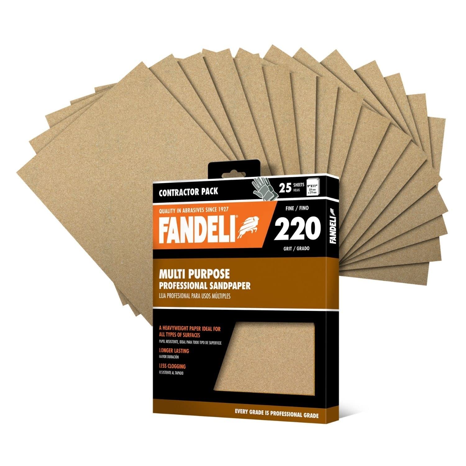 Fandeli 36027 220-grit sandpaper pack for versatile woodworking.