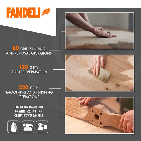Fandeli wood-smoothing sanding paper on curved surfaces.